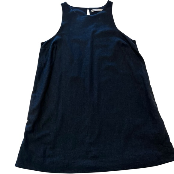Abercrombie & Fitch Elegant High Neck Chic Linen Blend Mini Black Dress 📐MP - Picture 2 of 12